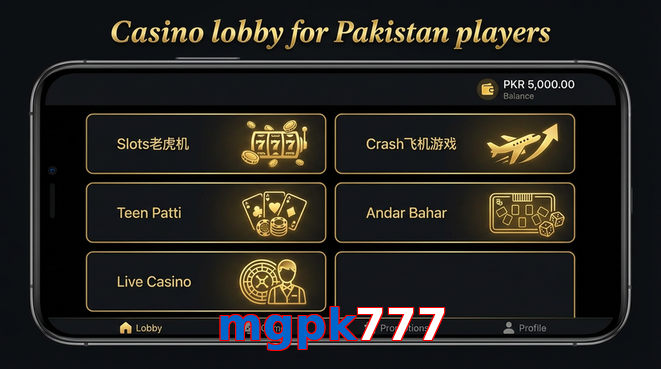 Lobby view of Mgpk777 for Pakistan users
